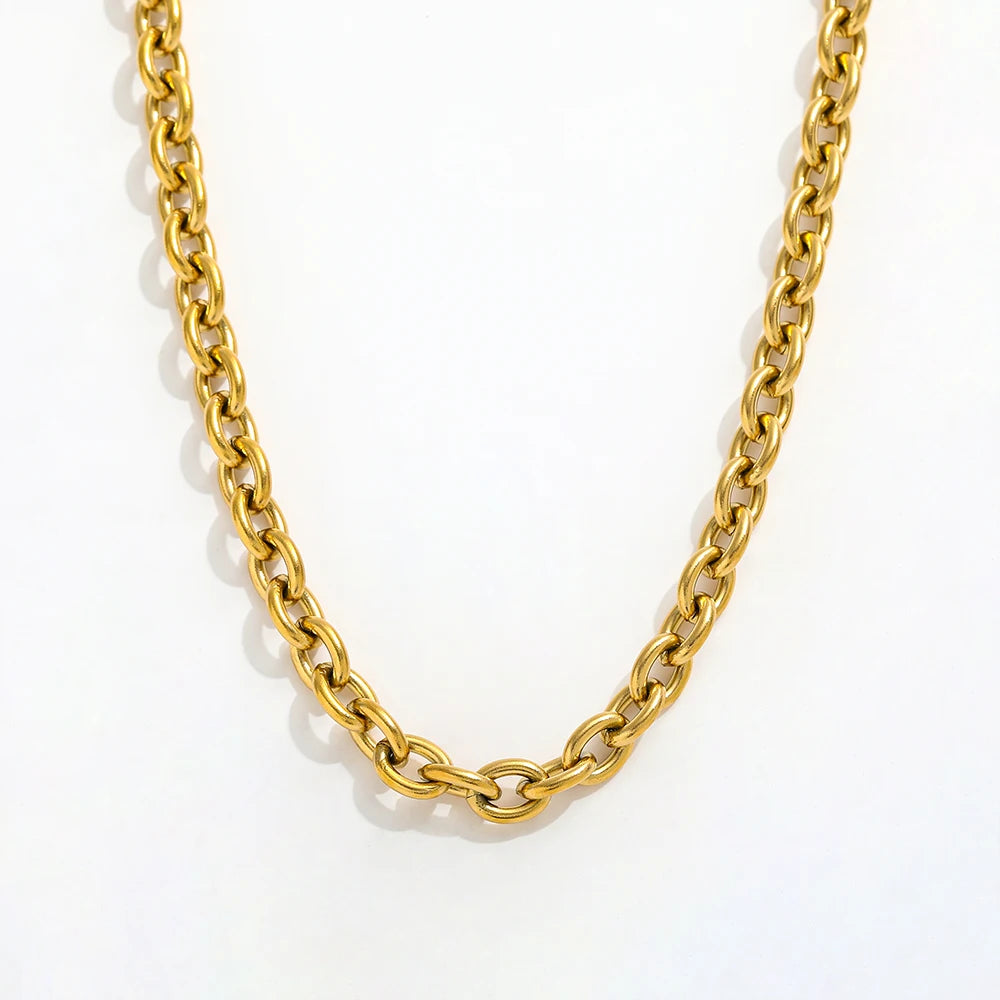 Fenny Wholesale 18K PVD Plated Waterproof Permanent Minimalist Basic Stainless Steel Choke Chain Necklace for Women