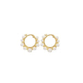 Luxury Gold Plated Pearl Round Earrings  Simple Sweet Sunflower Pearl Huggie Earrings Women