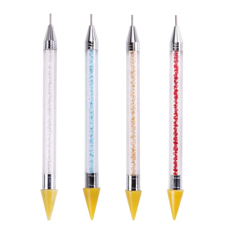 Rhinestone Picker Dotting Pen Dual-ended Rhinestone Studs Picker Wax Pencil Pen With Rhinestones Handle for Nail Tools