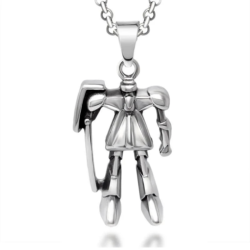 Cartoon Warrior Titanium Steel Personalized Men's Necklace Gift Women Steel Human Pendant with 3d Figure Statue Jewelry