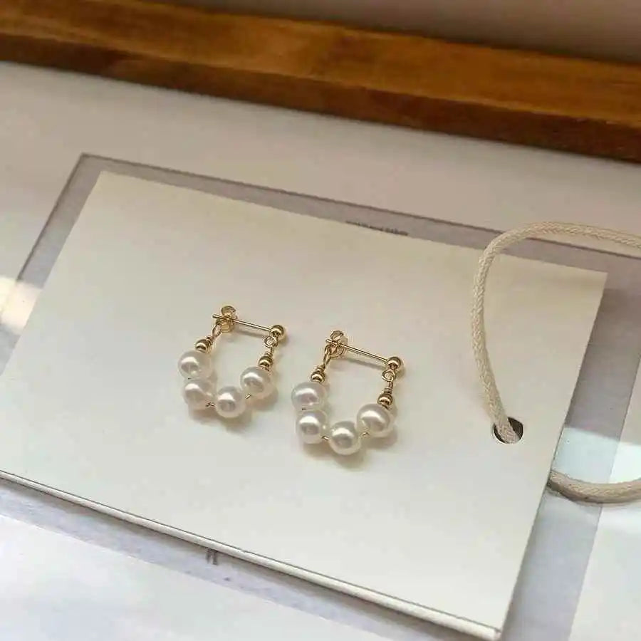 S925 Silver Needle Bean 4-5MM Natural Freshwater Potato Pearl Earrings Zhuji White Pearl Jewelry Premium Quality Earrings