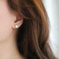 Latest 18K Gold Plated Delicate Geometric Minimalist Stud Earrings Natural White Shell Square Shell Made Stainless Steel