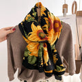 New Spring Summer Stylish Sunflower Pattern Printed Viscose Scarves Muslim Hijab 66*178cm Long Soft Imitation Cotton Wool Shawls