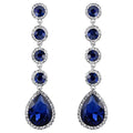 CAOSHI New Arrival High Quality Water Drop Blue Cubic Zirconia Jewelry for Bridal Women Inlaid Cz Crystal Wedding Long Earrings