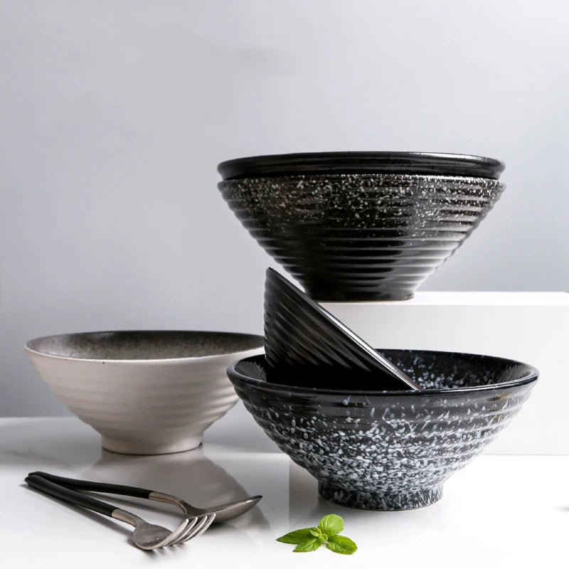 Custom 7 Inch 8 Inch 9 Inch Japanese Porcelain Ceramic Udon Soba Pho & Ramen Bowls Disposable Noodle & Cereal Serving Bowls