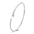 Wholesale Fashion Jewelry Snake Shape White&Green Cubic Zirconia Bangles Platinum Plated 925 Sterling Silver Bracelets for Women