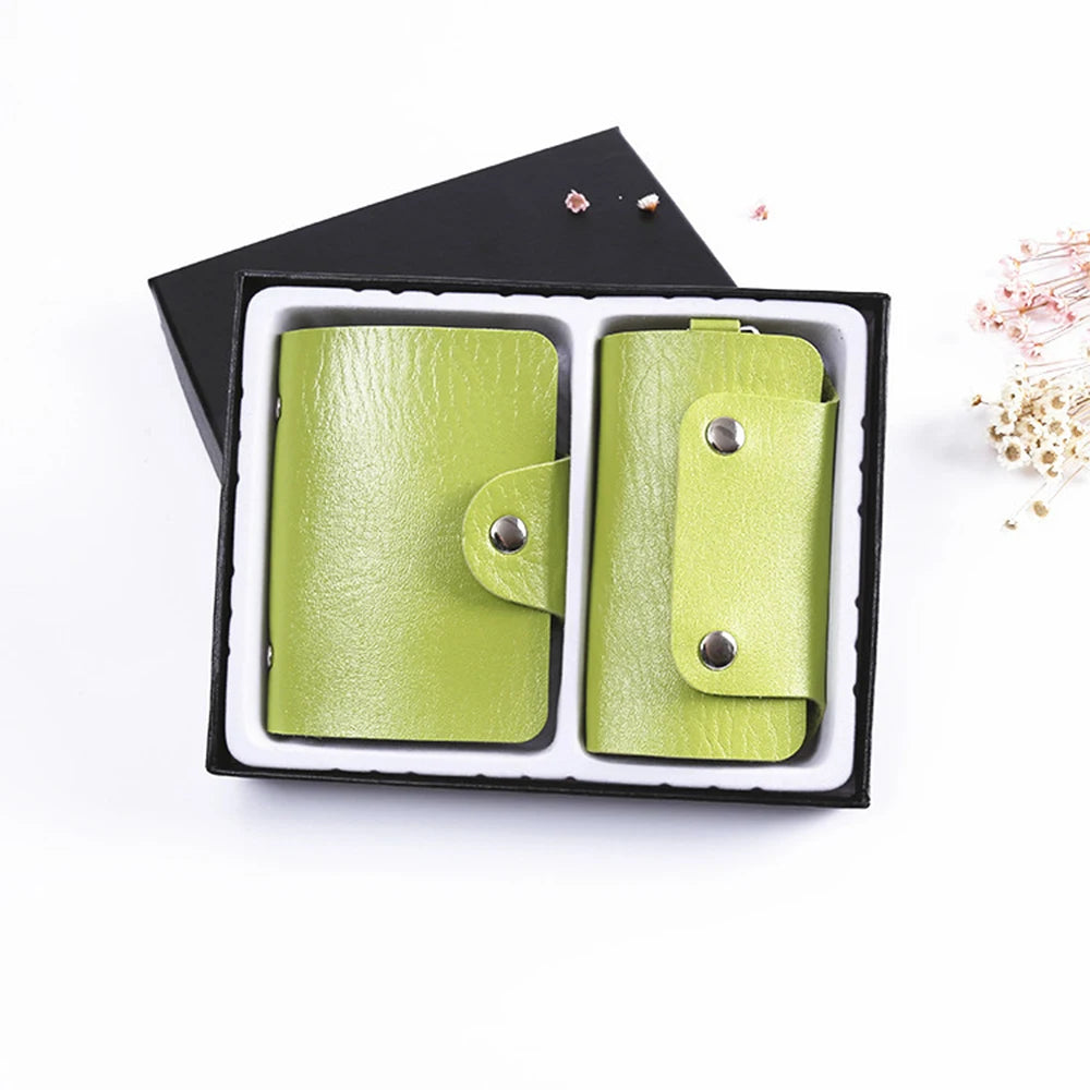 Guangzhou Manufacturer Pu Leather  Women Wedding Card Holder Bag Key Wallets Gift Box Items Set
