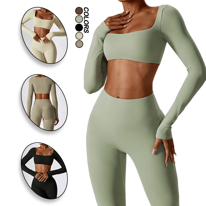 JY Sets 2 Piece Knitted Rib Fitness Wear Reasonable Price Gym Set Custom Slim Nylon Sports Suit Women Yoga Legging Pants Set