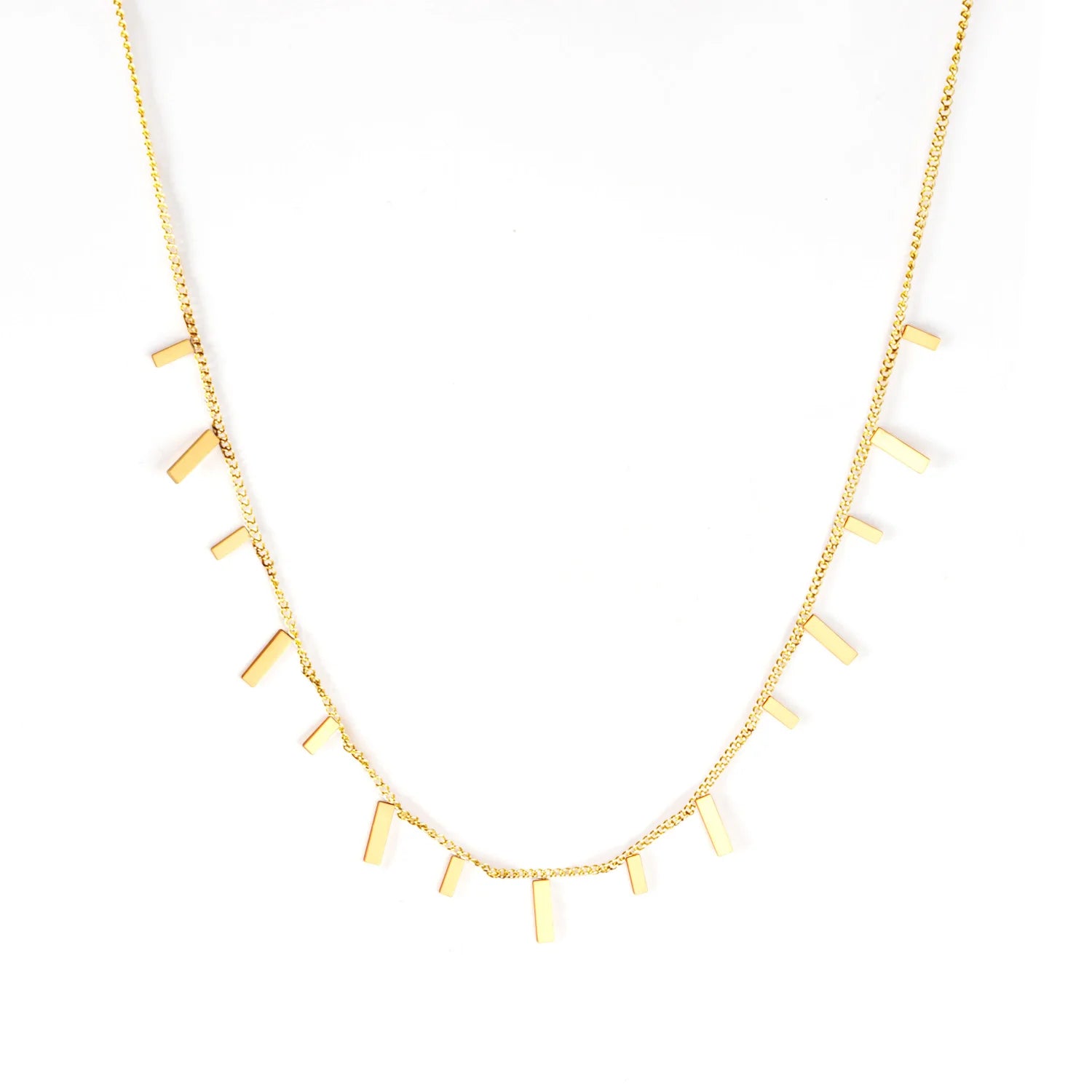 Stainless Steel Jewelry 18K Gold Plated Necklace Minimalist Vertical Bar Pendant Chain Geometric Dainty Charm Collar Necklace