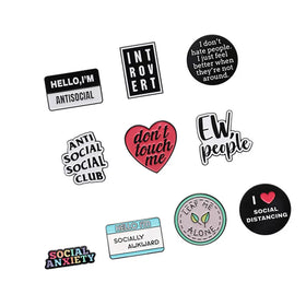 Colorful Cool Socially Awkward Enamel Brooch for Anti Social Club Social Anxiety Pin
