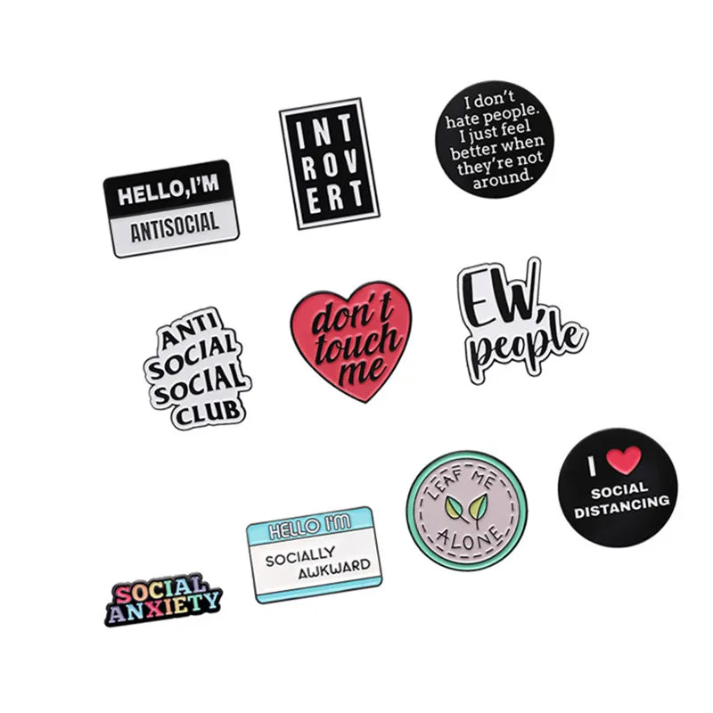 Colorful Cool Socially Awkward Enamel Brooch for Anti Social Club Social Anxiety Pin