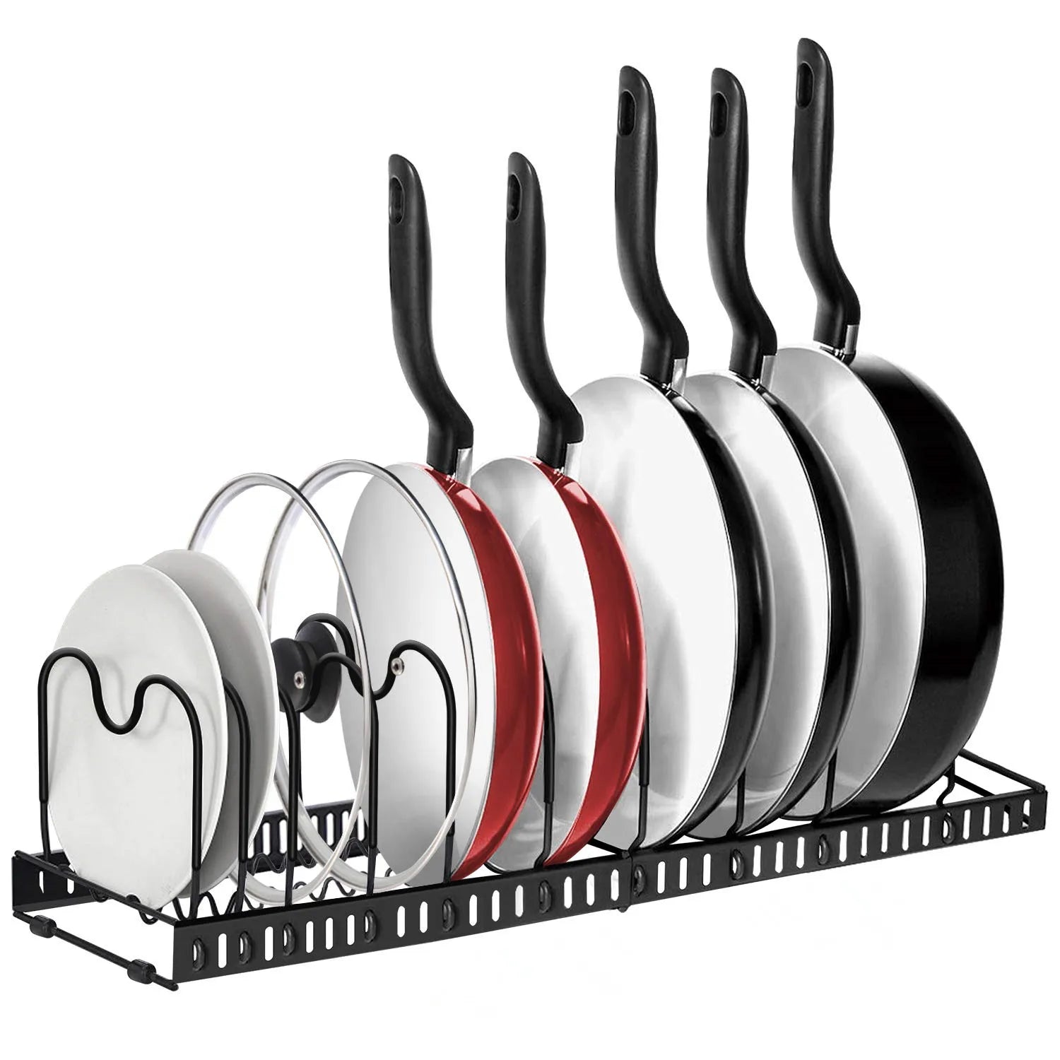 Expandable Pot 12 Adjustable Dividers Pan Lid Organizer Rack Holder for Cabinet Countertop