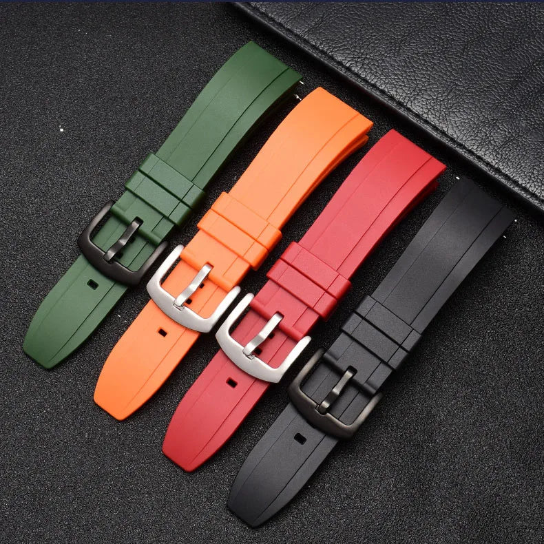 Premium TPSIV Rubber Plain Color Waterproof Silicone Watch Strap Watch Bands Quick Release Rubber 20mm 22mm 24 mm Straight End