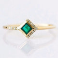 LOZRUNVE Exquisite Jewelry 925 Silver Emerald Baguette Square Delicate Ring Women