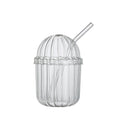 Transparent Drinking Milk Cup With Straw and Lid Glass Mug