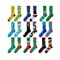 Wholesale Fashion Novelty Fancy Pattern Socks Men Unisex Funny AB Mismatched Cotton Crew Socks