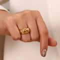 Fashionable Stainless Steel Jewelry Waterproof 18K Gold Plated Star Finger Rings With Zircon Accept OEM Order Customized Ring
