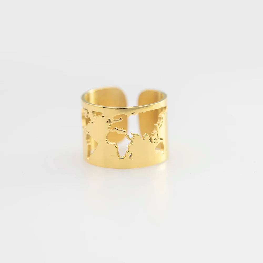 World Ring Bisuteria De Acero Por Mayor Schmuck Jewelry Adjustable Ring Jewelry for Women Productos Novedosos 2021 Anillos