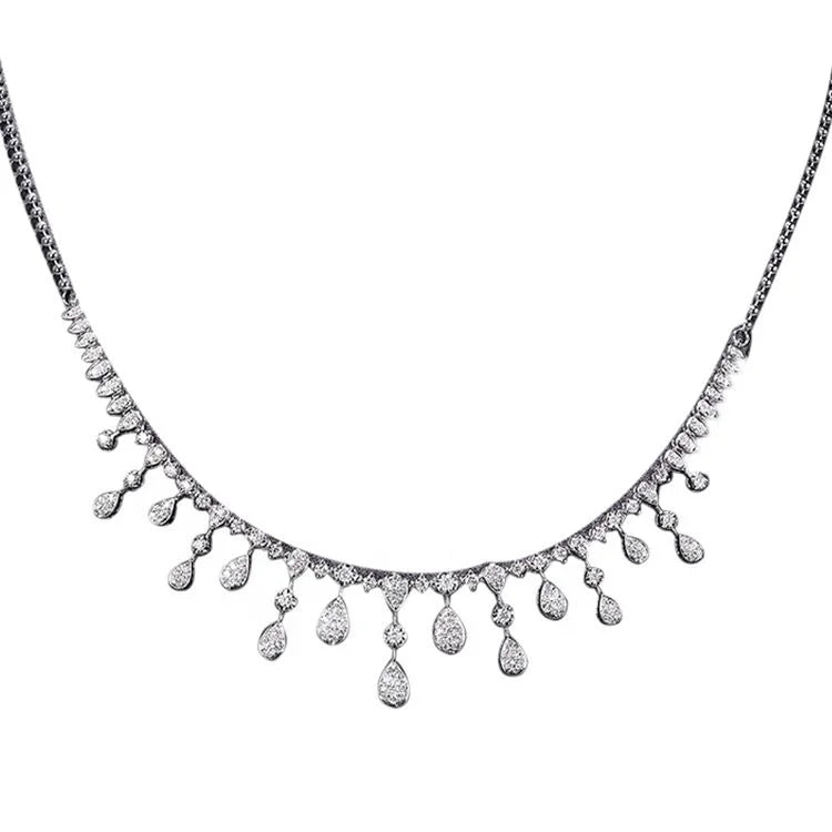 Wholesale Diamond Necklace Female 18k Gold Lab Diamond Tassel Design Ballerina Choker Necklace