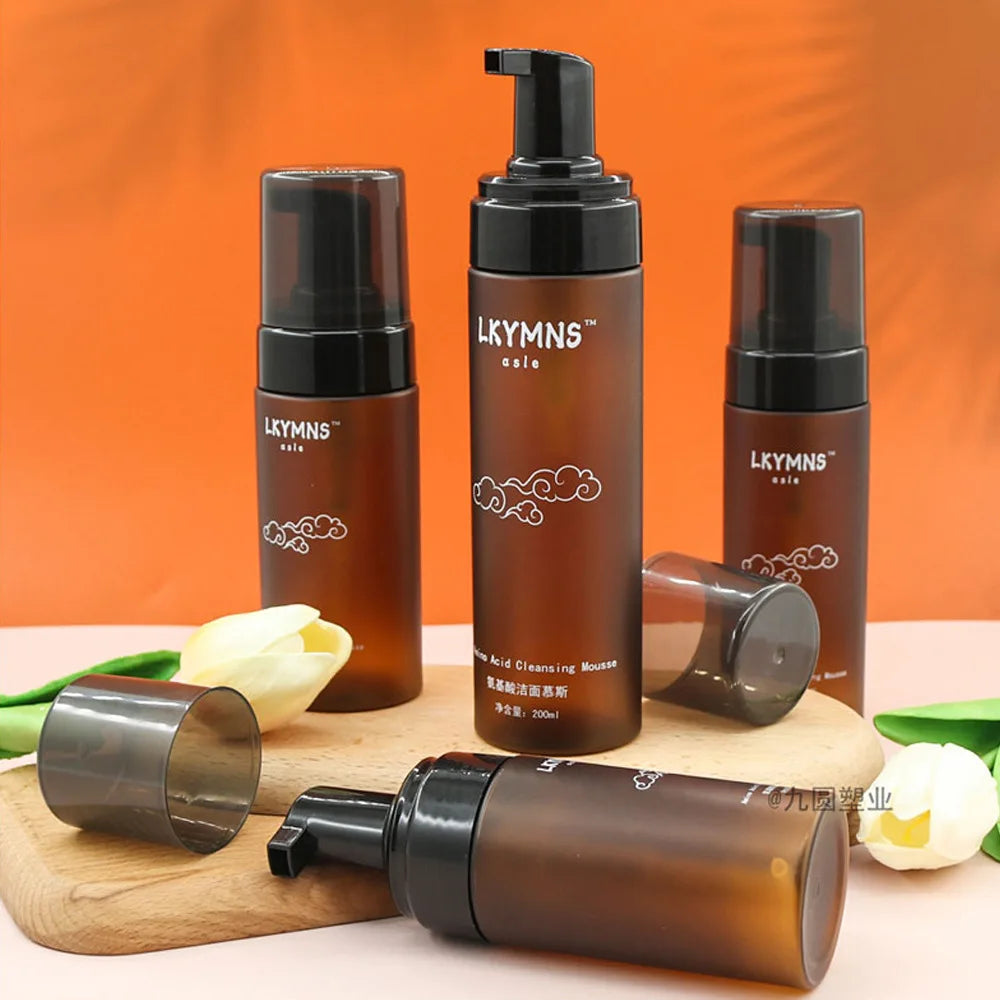 Skincare Packaging Black Amber Plastic Foam Pump Bottle 100ml-200ml Lotion Face Wash Soap Dispenser Pump Foam Bottle