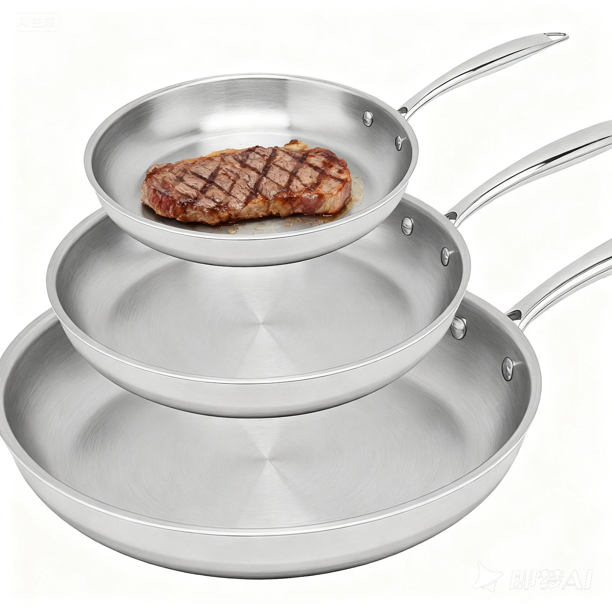 Tri-ply Stainless Steel Modern Eco-Friendly Chef's Pan 8/10/12 Inch Cookware Set 20/24/28CM Skillet Frying Pan
