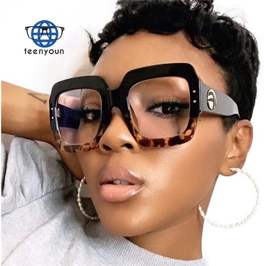 Teenyoun Anti Blue Blight Blocking Women Italy Brand Oversized Eye Wear Glasses Optical Frames