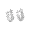 Star Earrings Real 925 Sterling Silver Hollow Small CZ Zircon Hoops Cute Luxury Huggies for Women Fine Jewelry Wholesale