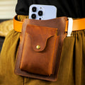 New Arrival Mobile Phone Holster Waistband Bag Genuine Leather Belt Bag Men Portable Fishing Working Hanging Waist Bag for Men