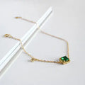 Gold Plated 925 Sterling Silver Geometric Square Emerald Cut Zircon Charm Bracelet Trendy for Gift or Party