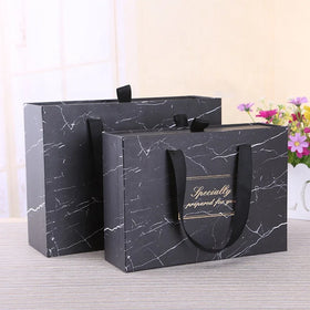 Luxury Custom Logo Embossed Matt Marble Cosmetic Hair Bundle Extension Storage Gift Wig Packaging Box with Ribbon Recyclable