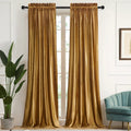 Bindi Gold 100% Polyester Modern Insulated Curtains for Living Room Velvet Blackout Rod Pocket Window Drapes Customizable