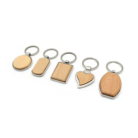 Wholesale Blank Wooden Metal Keychain Promotional Keychains with Custom logo