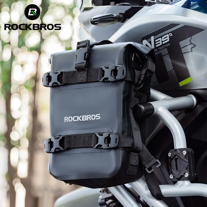 ROCKBROS Waterproof Motorcycle Side Bag Leather Side Bag for Motorcycle Bumper Saddle Bag
