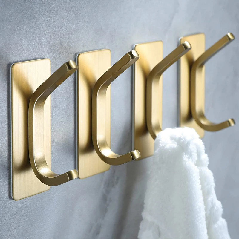 Modern Stainless Steel Self Adhesive Wall-Mounted Coat & Towel Hooks for Kitchen Bathroom Bedroom