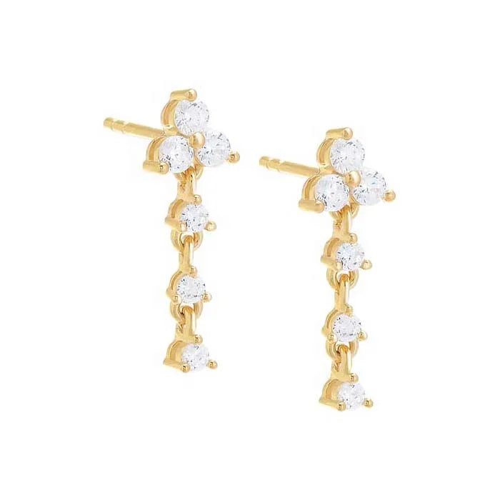 LOZRUNVE 925 Sterling Silver Jewelry Custom Lucky Triple cz Flower Cluster Drop Earring