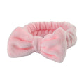 Popular Velvet Elastic Soft Bow Coral Fleece Spa Accessory Daily Use Bathing Headband Set with Wrist Wrap for Face Hair Wash