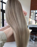 Ash Platinum Blonde Highlight European Double Drawn Wigs Grey Root Allure Romance Silky Straight Lace Frontal Wig Single Knots