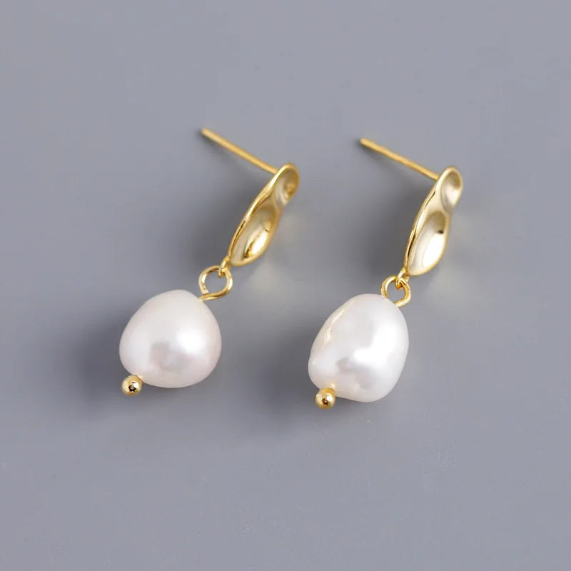 Wholesale Pearl Stud Earrings 925 Sterling Silver Luxury Baroque Pearls String Dangle Earrings