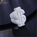 Pass Diamond Tester Full Moissanite Dollar Ring Hip Hop Jewelry 925 Sterling Silver Lab Gemstone Iced Out Men Ring