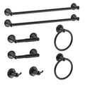 Home 8-Piece Wall Mounted Black Towel Bar and Toilet Paper Holder Set 304 Stainless Steel Bathroom Accessories for Hotels