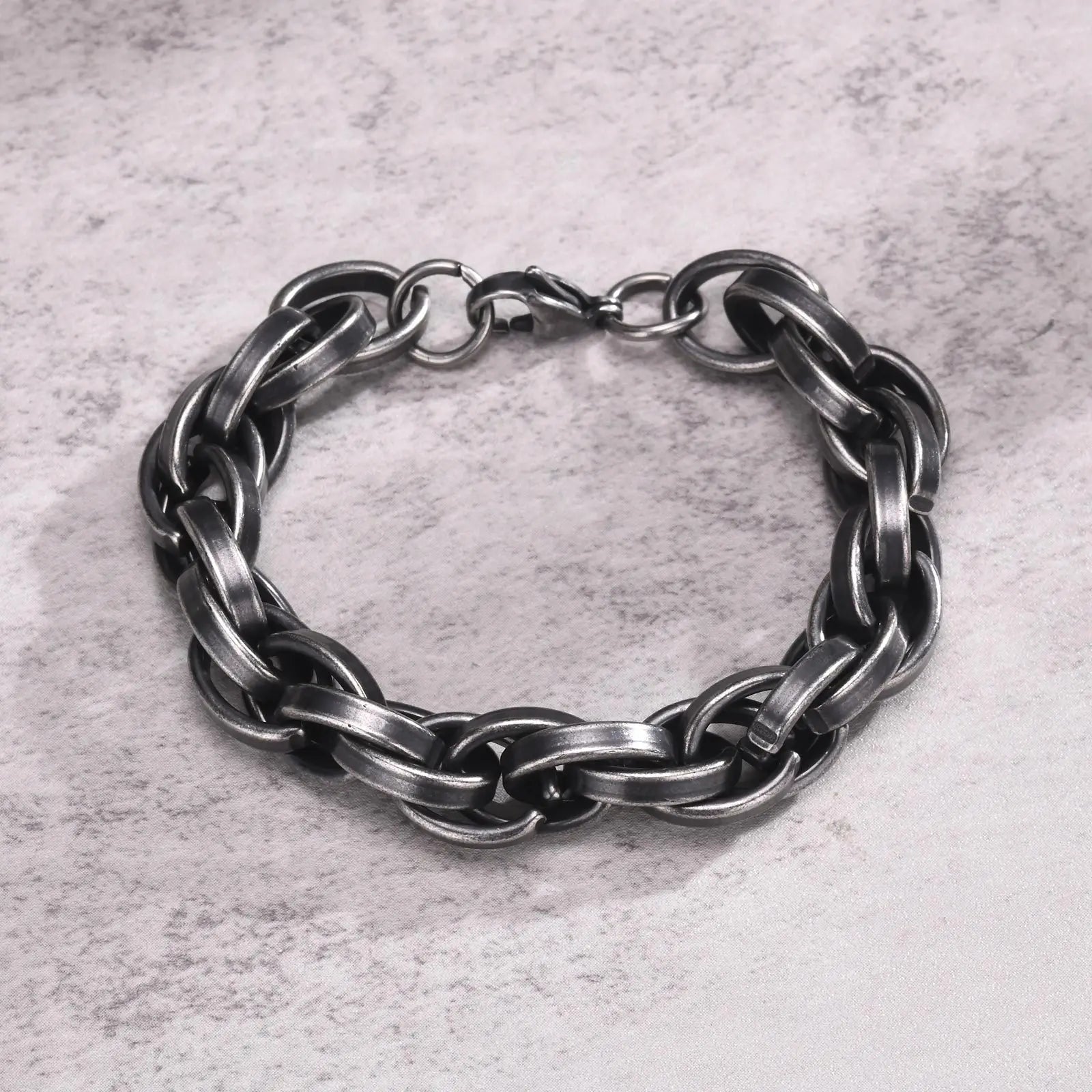 Personalized Stainless Steel Chain Mens Gift Bracelet Homme Men's Jewelry Heavy Polished Linked Chain Biker Bracelet