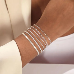 Creative Personalized 5Pcs/set Multi-Layer Geometric Chain Stacked Bracelet Fashionable Charms for Men and Women