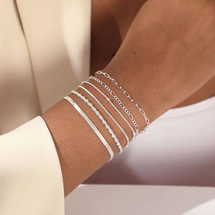 Creative Personalized 5Pcs/set Multi-Layer Geometric Chain Stacked Bracelet Fashionable Charms for Men and Women