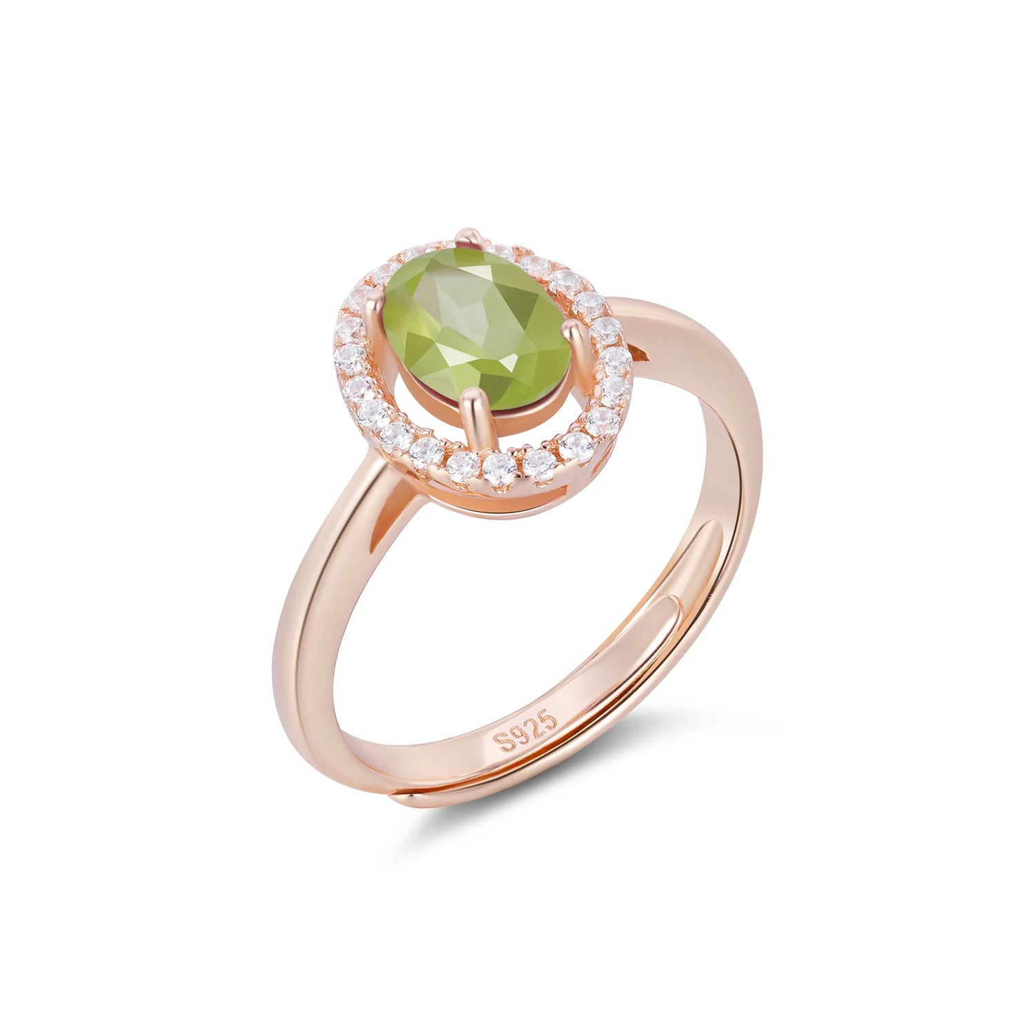 YBO Wholesale Trendy 925 Silver Natural Gemstone Resizable Rings Bulk Rose Gold Plated Amethyst Peridot Oval Cut Jewelry