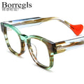 Borregls Multicolor Acetate Glasses Frame Women 2025 New Transparent Square Eyeglasses Optical Spectacle Men Eyewear 19357
