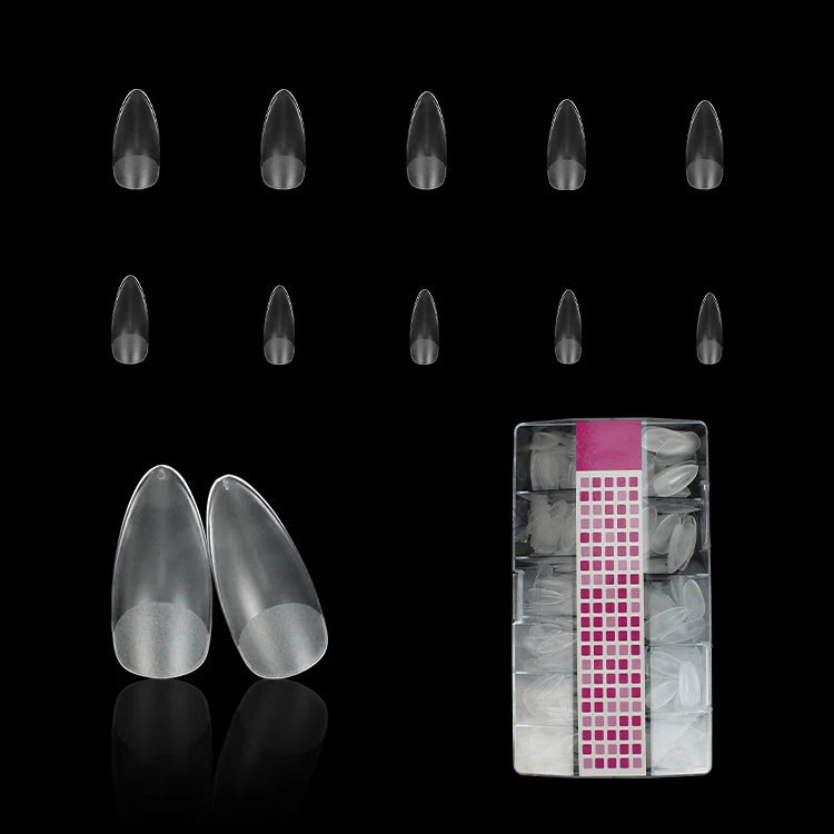 Private Label Artificial False Nails 500pcs/box Gel Nail Tips Clear Matte Almond Press on Nails