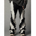 OEM FOG Private Blue Brand Drop Shipping Stock Ripped Distressed Flared Stacked Pants Denim Men Jeans