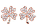 Newest Design Jewelry Lucky Four Leaf Clover Inlaid Zircon Stone S925 Sterling Silver Women's Stud Earrings