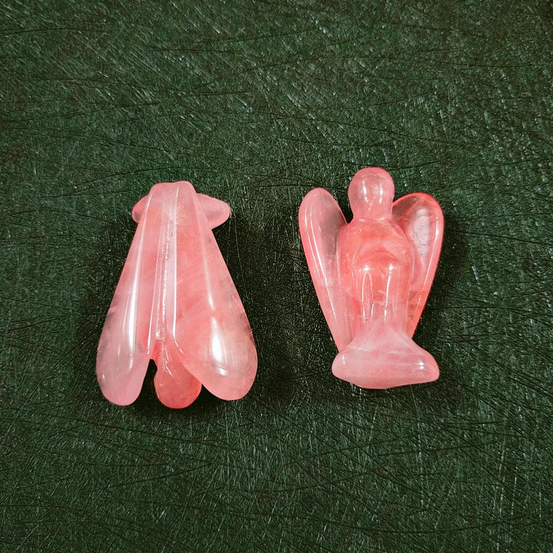 Huiying Home Decoration Animal Statue Stone Rose Quartz Angel 2 Inch Crafts