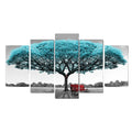 Modern 5 PCS Watercolor Landscape Trees Printed on Canvas Wall Art Digital Printing for Home Decoration